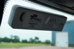 PrePass attached to windshield